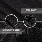 Exclusivo Mezcla Fleece Throw Blanket Extra Large, Super Soft and Warm Blankets for Couch, Sofa and Bed Waffle Textured, Cozy, Fuzzy and Lightweight (Black, 50x70 Inches)
