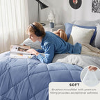 Bedsure King Size Comforter Set - 7 Pieces Reversible Infinity Blue Bedding, King Size Bed Set for All Seasons, Bed in a Bag with Down Alternative Comforter, Sheets, Pillowcases & Shams