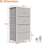 ODK Dresser for Bedroom with 4 Storage Drawers, Small Dresser Chest of Fabric Drawers with Sturdy Steel Frame, Wood Top, Light Grey