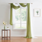 Warm Home Designs 30 Feet Long Sheer Sage Green Window Scarf. These XXL Length Valance Window Scarves 54 X 360 Inches in Size. Great as Bed Canopy or Wedding Arch Draping Fabric. AM Sage 360"