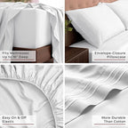 Mellanni California King Sheets Set - 4 PC Iconic Collection Bedding - Hotel Luxury, Extra Soft, Cooling Bed Sheets - Wrinkle, Fade, Stain Resistant (Cal King, White)