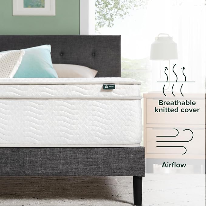 ZINUS 12 Inch Foam and Spring Hybrid Mattress [New Version], Full, Fiberglass Free, Medium Firmness, Durable Support, Certified Safe Foams & Fabric, Mattress in A Box