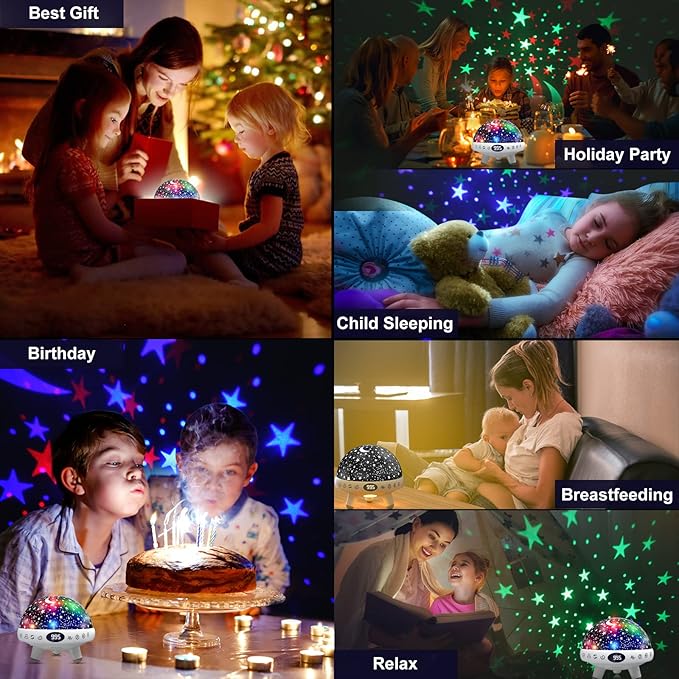 YACHANCE Kids Sound Machine with Night Light Projector,29 Soothing Sounds Baby Night Light Star Projector for Kids Room,White Noise Machine for Baby Sleeping Soother,Nursery Lamp,Bedroom Decor
