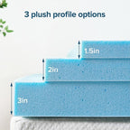 ZINUS 2 Inch Green Tea Cooling Gel Memory Foam Mattress Topper, Cooling Gel Foam, CertiPUR-US Certified, Queen, Blue