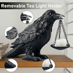 Raven Gothic Home Decor Fake Crow Light Holder Raven Lamp Tealight Candle Holder Resin Raven Statue Wearing Silver