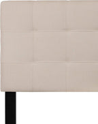 Flash Furniture Bedford Box Stitch Tufted Upholstered Queen Size Headboard in Beige Fabric