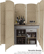 Sorbus Room Divider 6 ft. Tall - Privacy, Extra Wide Double Hinged Panels, Mesh Hand-Woven Design, Partition Room Dividers and Folding Screens, Wall Divider for Room Separation, Beige Wicker, 8 Panel