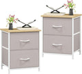 Somdot Nightstand Set of 2, Small Dresser for Bedroom with 2 Drawers, Bedside Table Night Stand End Table with Fabric Bins for Bedroom Kids Closet Dorm Guest Room, Ash Grey