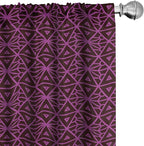 Ambesonne Lattice Window Curtains, Abstract Symmetric Pattern with Geometric Elements in Pink Color Shade, Lightweight Decor 2-Panel Set with Rod Pocket, Pair of - 28" x 95", Brown Magenta
