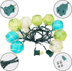 LIDORE Indoor String Light 10 Nautical Fishing Floats Coastal Buoy Beach Theme Decoration for Bedroom Bathroom Window Christmas Tree, 7.92Ft Indoor Outdoor Use