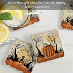 Thirstystone Haunted Valley 4 Pack Assorted Tumbled Tile Stone Coasters with Protective Cork Backing 4" Square Manufactured in The USA