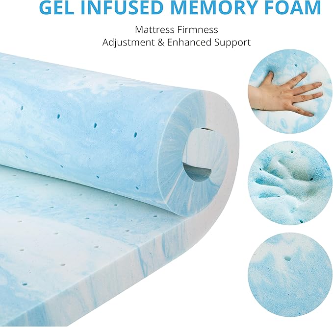 EGO Gel Memory Foam Mattress Topper, 4 Inch Twin with Removable Breathable Soft Cover, Cooling Bed Topper for Comfort Body Support & Pressure Relief, CertiPUR-US Certified
