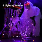 Brizled Orange & Purple Halloween Lights, 2 Pack Total 78FT 240 LED Solar Halloween Fairy Lights, 8 Modes Outdoor Orange Fairy Light, Purple Twinkle Light String Black Wire Outside Spooky Decorations