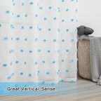 MYSKY HOME Light Blue Pom Pom Sheer Curtains for Girls Bedroom - 45 Inch, Light Filtering, Nursery, Kids Room, Rod Pocket, Cafe Style, Small Window Panels, 52 x 54 in, Set of 2