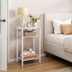 Hoctieon 3 Tier End Table, Telephone Table, Narrow Side Table with Storage, Nightstand for Small Spaces, Metal Frame, for Living Room, Bedroom, Sofa Couch, Hall, Easy Assembly, White
