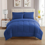 Sweet Home Collection 7 Piece Comforter Set Bag Solid Color All Season Soft Down Alternative Blanket & Luxurious Microfiber Bed Sheets, Royal Blue, Full