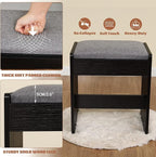 usikey Large Vanity Table Set with Lighted Mirror & Charging Station, Makeup Vanity Dressing Table with 4 Storage Shelves and 4 Drawers, Vanity Desk with 3-Drawer Chest and Cushioned Stool, Black