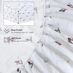 RUVANTI Flannel Sheets Queen Size - 100% Cotton Double Brushed Bed Sheets, Deep Pockets 16 Inches Queen Sheet Set, All Seasons Breathable & Extra Soft - Warm & Cozy, 4 Piece, Flurry Friends