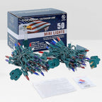 Hopolon Red White and Blue Mini Lights,2PACK 50Count 4th of July Patriotic String Lights Green Wire,13FT Incandescent Independence Day Light for Indoor Outdoor Christmas Party Decor,Red White Blue