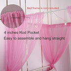 Akiky Bed Canopy Panels Canopy Bed Curtains with Lights for Girls Boys Adults,Home Decoration Set of 8 Panels (Full/Queen, Pink)