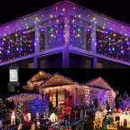 Toodour Christmas Icicle Lights Outdoor, 1224 LED 100ft 8 Modes Fairy Icicle String Light with 204 Drops, Led Christmas Lights Twinkle for Holiday, Party, Wedding, Eaves, Xmas Decorations (Multicolor)