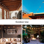 Banord 51FT Outdoor String Lights, Waterproof Patio Lights with 18 Shatterproof LED Bulb Hanging Light String, Black String Light Outdoor for Backyard, Garden, Porch, Cafe, Deck, Wedding, Party