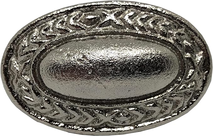 1.5"- Oval Dome Vine Style Handle in a Vintage Style Decor - use as Barn Door, Gate, Drawer and Cabinet Pull, Classic Iron Made Country Farmhouse pulls Silver color-BB512