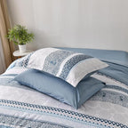 Cottolester Boho Comforter Set King Size Light Blue Comforter Set 8 Piece Bed in a Bag Striped Paisley Bedding Sets