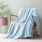 Exclusivo Mezcla Fleece Throw Blanket for Couch, 50x70 Inches Soft Cozy Jacquard Flannel Blankets, Lightweight Fuzzy Plush Warm Throws for Winter, Light Blue