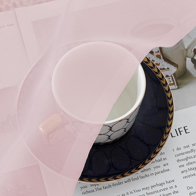 OWENIE Light Pink Sheer Curtains 63 Inch Length 2 Panels Set for Living Room/Bedroom, Rod Pocket Fimly Voile Blush Sheer Curtain for Nursery Room, Elegant Airy Sheer Panels, 2 Pcs Total 84Wx63L inch