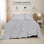 RUVANTI Flannel Sheets Full Size - 100% Cotton Double Brushed Bed Sheets Set, Deep Pockets 16 Inches, All Seasons Breathable & Extra Soft Full Sheets, Warm & Cozy, 4 Piece, Pacific