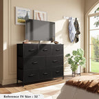 WLIVE 8 Drawer Dresser for Bedroom, Fabric Black Dresser with Large Storage Drawer Unit for Entryway, Chest of Drawers for Living Room