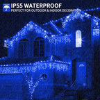 105FT 300LEDs Christmas Lights Outdoor Indoor 8 Modes for Christmas Tree Party Decoration, 100% UL Listed (Blue, 105 FT)