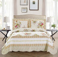 Fancy Linen 3pc Bedspread Bed Cover King/California King, Off White Floral New