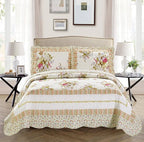 Fancy Linen 3pc Bedspread Bed Cover King/California King, Off White Floral New