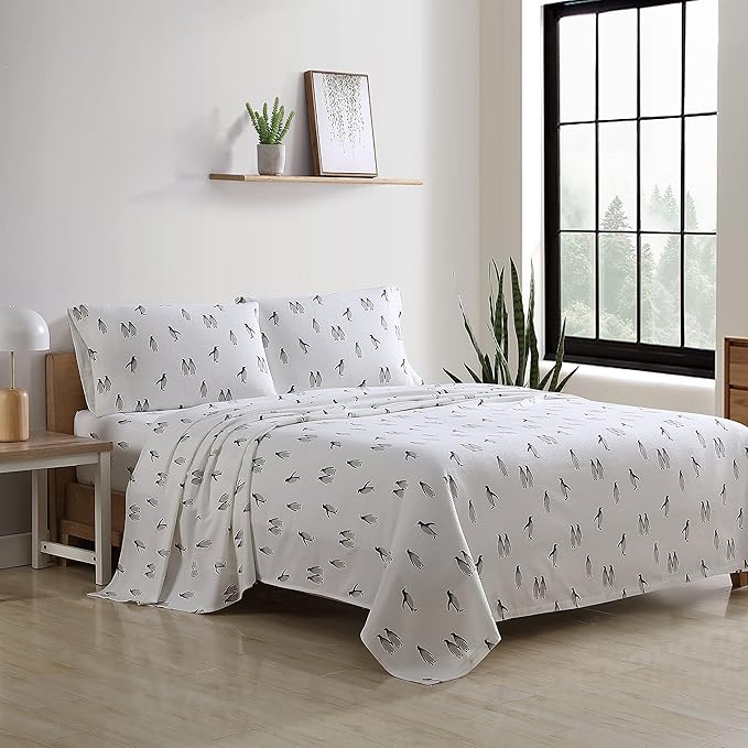 Eddie Bauer - Twin Sheets, Cotton Flannel Bedding Set, Brushed For Extra Softness, Cozy Home Decor (Rookeries, Twin)