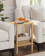TUTOTAK End Table, Set of 2, Side Table, Nightstand, 2-Tier Storage Shelf, Sofa Table for Small Space, Living Room, Bed Room, Natural TB01BN035