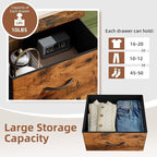 Somdot Dresser for Bedroom with 3 Drawers, Storage Organizer Chest of Drawers with Removable Fabric Bins for Closet Bedside Living Room Laundry Entryway Hallway, Wood Grain Print
