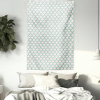 Ambesonne Ikat Tapestry, Mesh Patterns and Lines on Vintage Backdrop Retro Ikat Style Boho Print, Wall Hanging for Bedroom Living Room Dorm Decor, 40" X 60", Turquoise Cream
