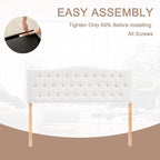 Tufted Upholstered Headboard Full Size, Sturdy and Durable Solid Wood Full XL headboard, Fabric Headboard Adjustable Height from 37” to 51”, Modern Button Diamond Design Head Board, White