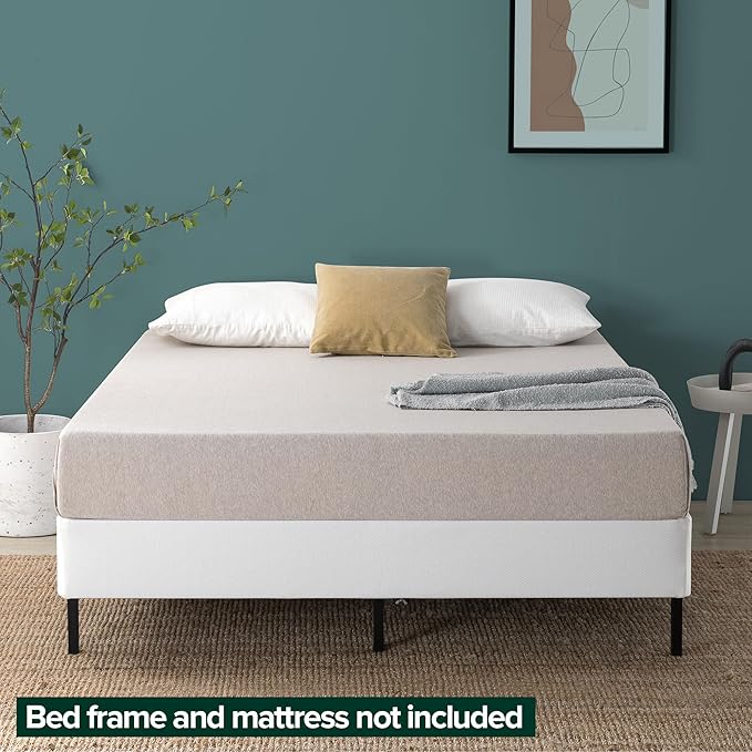 ZINUS 7.5 Inch Box Spring with Cover, No Assembly Mattress Foundation, Sturdy Metal Structure, Queen, White