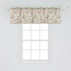 Ambesonne Modern Window Valance, Coffee Time Vintage Espresso Machine Cupcakes Beans Design, Curtain Valance for Kitchen Bedroom Decor with Rod Pocket, 42" x 18", Pale Pink Beige