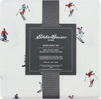 Eddie Bauer - Flannel Sheets Full Size, Anti-Pilling & Wrinkle Resistant Cotton, Touchably Soft for All-Season Comfort - Bed Sheets with Matching Pillowcases & Fitted Sheet (Ski Slope White)