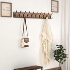 Dseap Coat Rack Wall - Heavy-Duty 38-1/4" Long, with Reinforced 10 Custom Tri-Hooks, Solid Wood Wall Hanger for Coats Hat Jackets - Rustic Farmhouse Entryway Storage, Natural & Black, Pack of 2