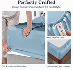 California Design Den Split King Sheets Sets for Adjustable Bed - Soft 400 Thread Count Sateen, Natural 100% Cotton Sheets with Deep Pockets, Breathable, Cooling and Durable Bedding Set - Sky Blue