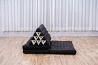 Leewadee 3-Fold Mat XXL with Triangle Cushion – Firm TV Pillow, Foldable Mattress with Cushion Made of Eco-Friendly Kapok, 67 x 31 inches, Black