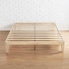 Mellow Naturalista Classic 12 Inch Solid Wood Platform Bed with Wooden Slats, Full, White Wash