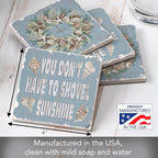 Thirstystone Let It Snow 4 Pack Assorted Tumbled Tile Stone Coasters with Protective Cork Backing 4" Square Manufactured in The USA