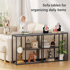 WOHOMO Console Table, 12 Inch Narrow Entryway Table with 3-Tier Storage Shelves 31.5 Inch Industrial Sofa Table Small Hallway Table for Living Room Grey