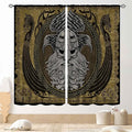 Norse Viking Curtains, Nordic Warriors Sword Celtic Rune Scandinavian Aesthetic Nation Valknut Mythology Window Drapery for Bedroom Living Room Bathroom 2 Panels, 42"x54" Inch